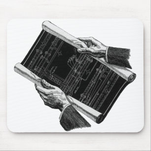 Hands w architecturale blauwdrukken,  Business Muismat