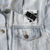 Hands w architecturale blauwdrukken, Business Vierkante Button 5,1 Cm (In situ)