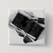 Hands w architecturale blauwdrukken, Business Vierkante Button 5,1 Cm (Voorkant)