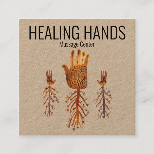 Hands Waterverf Boho Social Media Icons Vierkante Visitekaartje (Voorkant)