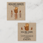 Hands Waterverf Boho Social Media Icons Vierkante Visitekaartje (Voorkant / Achterkant)