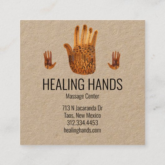 Hands Waterverf Boho Vierkante Visitekaartje (Achterkant)