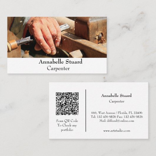 Hands Working Handyman Carpenter Simple Visitekaartje (Voorkant / Achterkant)