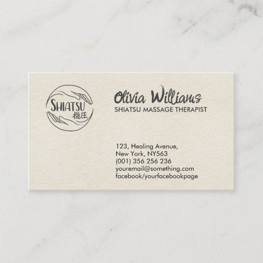 Hands Yin Yang Shiatsu Appointment Visitekaartje (Voorkant)