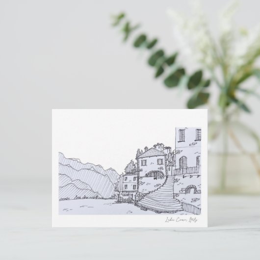 Handschets van het Como-meer Briefkaart (Staand voorkant)