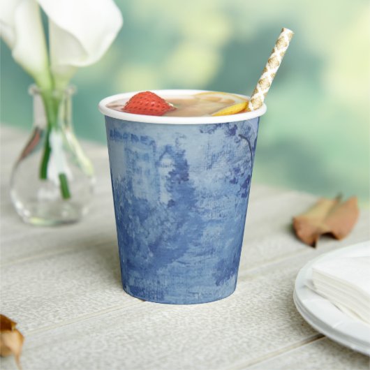 Handschilderblauw wit wild gember jar papieren bekers (Insitu)