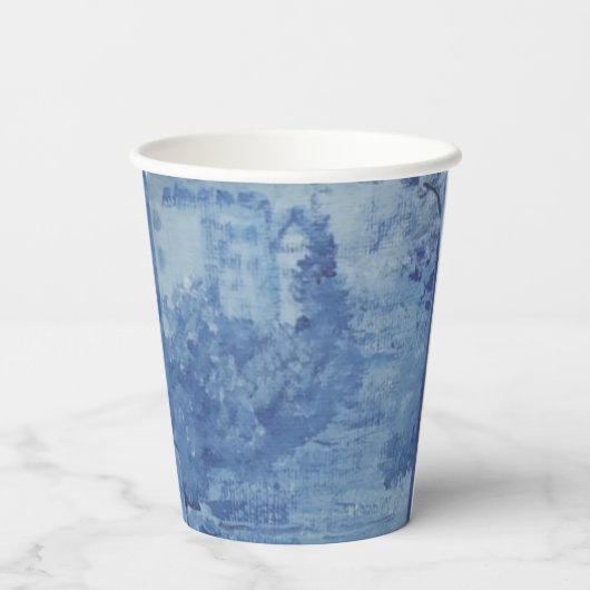 Handschilderblauw wit wild gember jar papieren bekers (Achterkant)