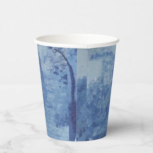 Handschilderblauw wit wild gember jar papieren bekers (Rechts)