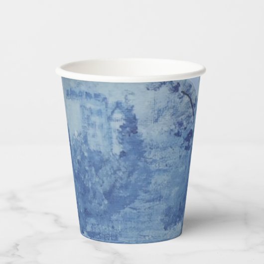 Handschilderblauw wit wild gember jar papieren bekers (Voorkant)