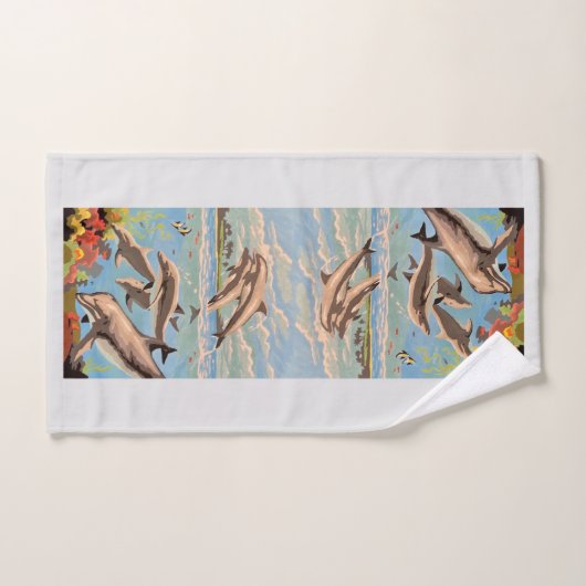 Handschilderd op aantal | Dolfijnen voor afspeeldo Bad Handdoek (Handdoek)