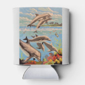 Handschilderd op aantal | Dolfijnen voor afspeeldo Blikjeskoeler (Achterkant)