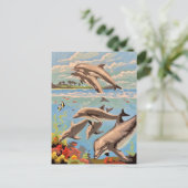 Handschilderd op aantal | Dolfijnen voor afspeeldo Briefkaart (Staand voorkant)
