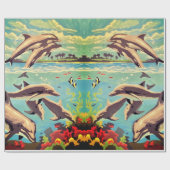 Handschilderd op aantal | Dolfijnen voor afspeeldo Cadeaupapier (Vlak)