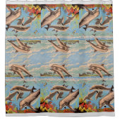 Handschilderd op aantal | Dolfijnen voor afspeeldo Douchegordijn (Voorkant)