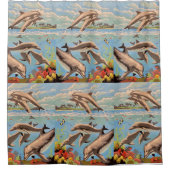 Handschilderd op aantal | Dolfijnen voor afspeeldo Douchegordijn (Voorkant)