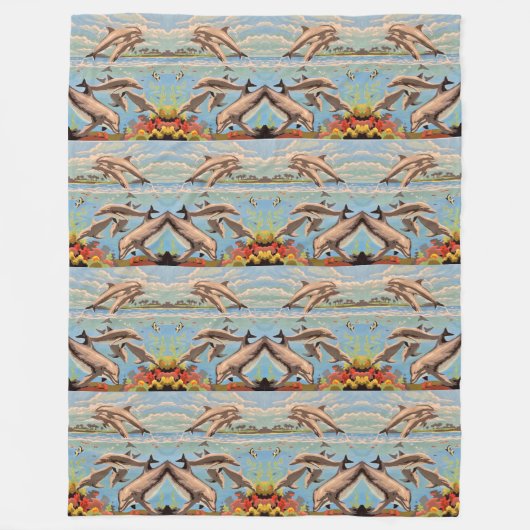 Handschilderd op aantal | Dolfijnen voor afspeeldo Fleece Deken (Voorkant)
