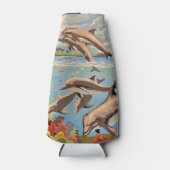 Handschilderd op aantal | Dolfijnen voor afspeeldo Flesjeskoeler (Voorkant)
