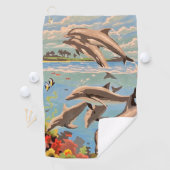 Handschilderd op aantal | Dolfijnen voor afspeeldo Golfhanddoek (Insitu)