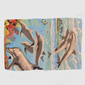 Handschilderd op aantal | Dolfijnen voor afspeeldo Golfhanddoek (Horizontaal)