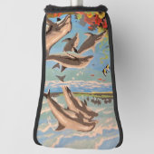 Handschilderd op aantal | Dolfijnen voor afspeeldo Golfheadcover (Draai 90)