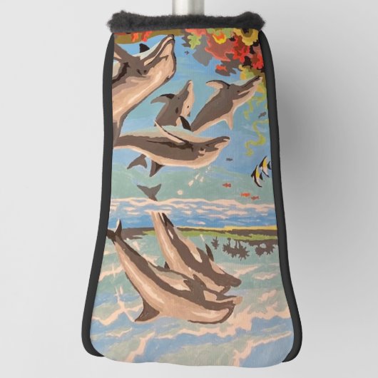 Handschilderd op aantal | Dolfijnen voor afspeeldo Golfheadcover (Draai 90)