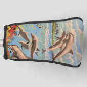 Handschilderd op aantal | Dolfijnen voor afspeeldo Golfheadcover (Voorkant)