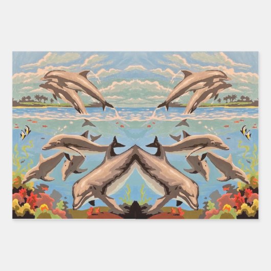 Handschilderd op aantal | Dolfijnen voor afspeeldo Inpakpapier Vel (Voorkant 2)