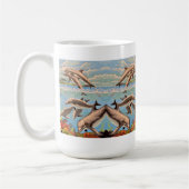 Handschilderd op aantal | Dolfijnen voor afspeeldo Koffiemok (Links)