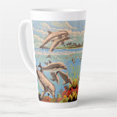 Handschilderd op aantal | Dolfijnen voor afspeeldo Latte Mok (Linkerhoek)