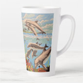 Handschilderd op aantal | Dolfijnen voor afspeeldo Latte Mok (Rechts)