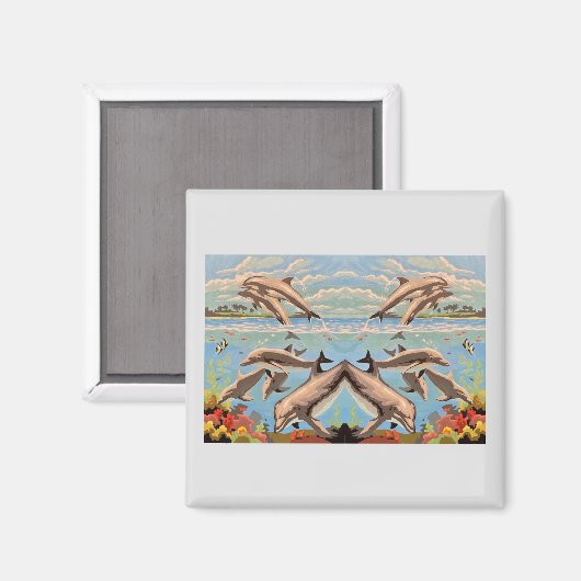 Handschilderd op aantal | Dolfijnen voor afspeeldo Magneet (Voorkant / Achterkant)