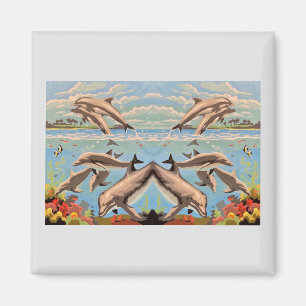 Handschilderd op aantal Dolfijnen voor afspeeldo Magneet