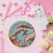 Handschilderd op aantal | Dolfijnen voor afspeeldo Papieren Bordje (Feest)