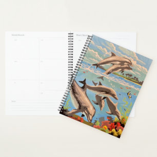 Handschilderd op aantal Dolfijnen voor afspeeldo Planner