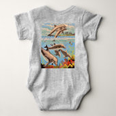 Handschilderd op aantal | Dolfijnen voor afspeeldo Romper (Achterkant)