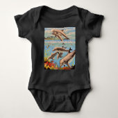 Handschilderd op aantal | Dolfijnen voor afspeeldo Romper (Voorkant)