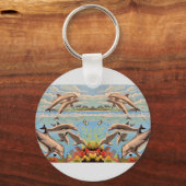 Handschilderd op aantal | Dolfijnen voor afspeeldo Sleutelhanger (Voorkant)
