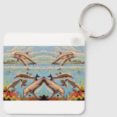 Handschilderd op aantal | Dolfijnen voor afspeeldo Sleutelhanger (Achterkant)