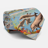 Handschilderd op aantal | Dolfijnen voor afspeeldo Stropdas (Opgerold)