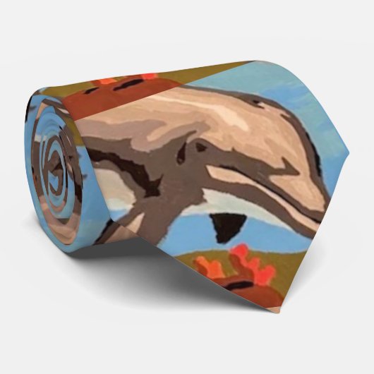 Handschilderd op aantal | Dolfijnen voor afspeeldo Stropdas (Opgerold)