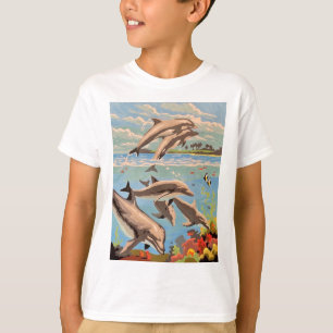 Handschilderd op aantal Dolfijnen voor afspeeldo T-shirt