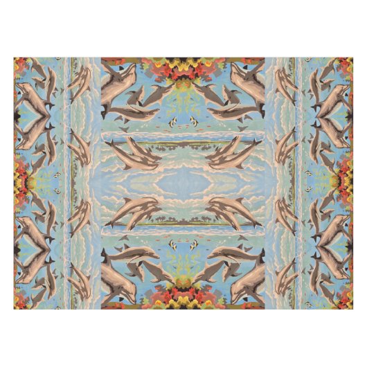 Handschilderd op aantal | Dolfijnen voor afspeeldo Tafelkleed (Voorkant (Horizontaal))