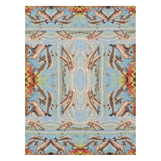 Handschilderd op aantal | Dolfijnen voor afspeeldo Tafelkleed (Voorkant)