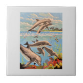 Handschilderd op aantal | Dolfijnen voor afspeeldo Tegeltje (Voorkant)