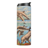 Handschilderd op aantal | Dolfijnen voor afspeeldo Thermosbeker (Gedraaid links)