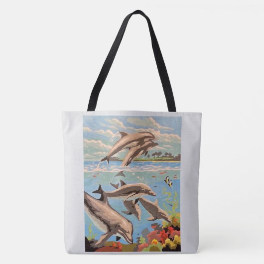 Handschilderd op aantal | Dolfijnen voor afspeeldo Tote Bag (Voorkant)