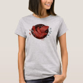 Handschilderde rode kerstvogel t-shirt (Voorkant)