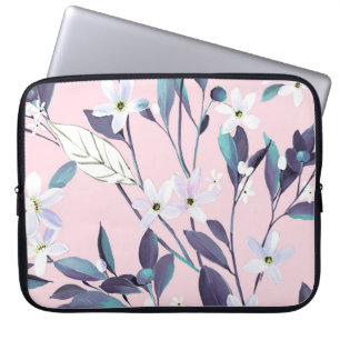 Handschilderend elegant paars leavesart, bloem, wa laptop sleeve