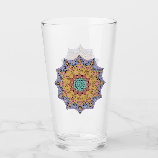 Handschilderend Mandala Klock Face 1 Glas (Voorkant)