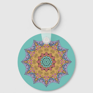 Handschilderend Mandala Klock Face 1 Sleutelhanger